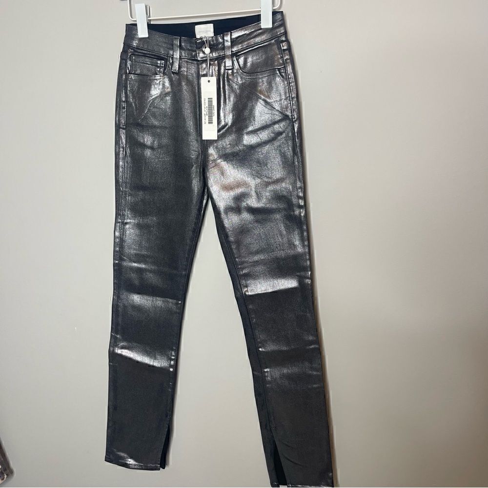 Jonathan Simkhai Rae High Rise Jeans in Coated Metallic NWT - Picture 6 of 9